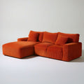 Pomarańczowa sofa narożna 3-osobowa z leżanką lewostronną, sztruksowa, 250 x 160 x 85 cm