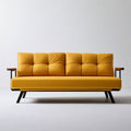 Sofa 3-osobowa 200 x 82 x 85 cm, musztardowa, z tapicerką z mikrofibry i stalowymi nogami