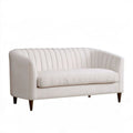 Kremowa sofa dwuosobowa z ciemnobrązowymi nogami, 145 x 80 x 76 cm