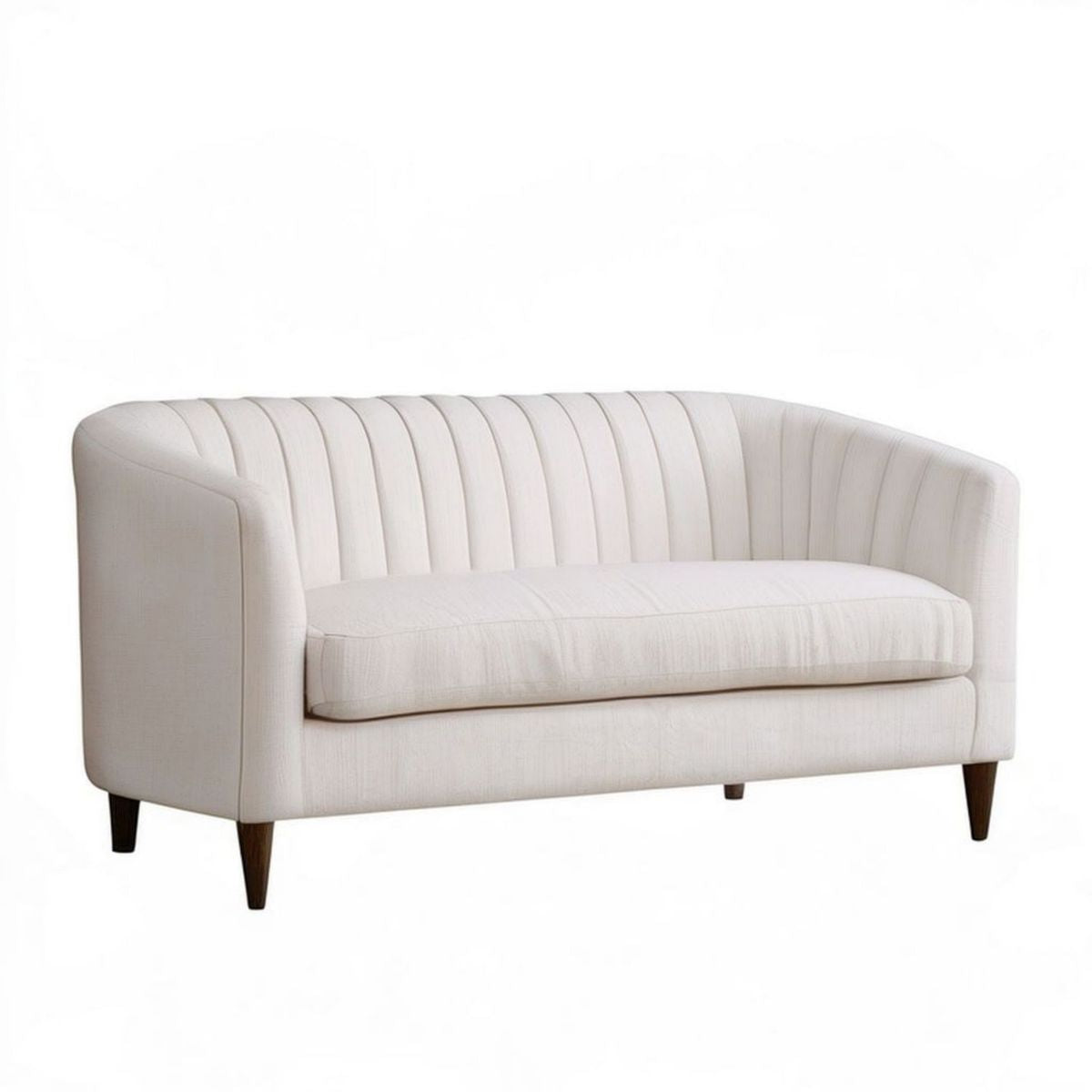 Kremowa sofa dwuosobowa z ciemnobrązowymi nogami, 145 x 80 x 76 cm