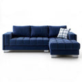 Granatowa sofa narożna z prawostronnym szezlongiem 260 × 160 × 85 cm