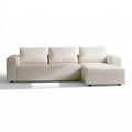 Kremowa sofa narożna z szezlongiem po prawej stronie, tapicerka bouclé, 260 × 160 × 85 cm