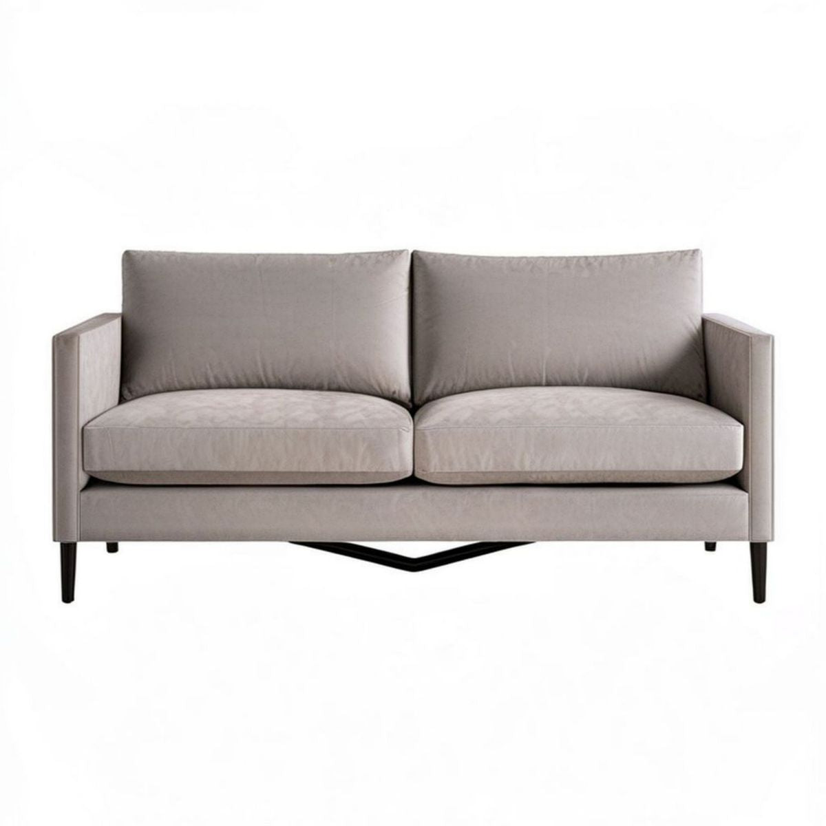 Sofa 2-osobowa 160 x 85 x 82 cm taupe z tapicerką poliestrową i czarnymi stalowymi nogami